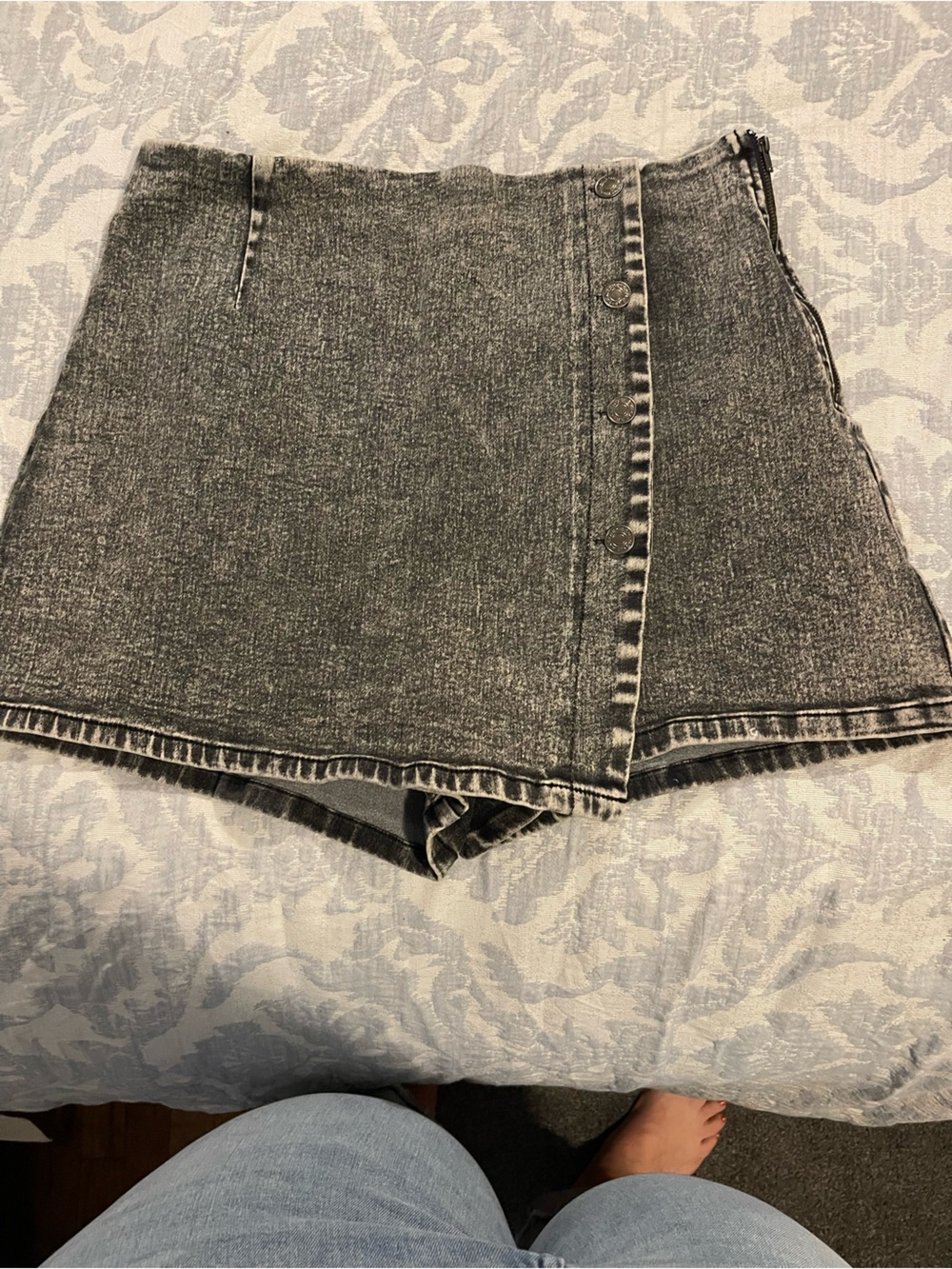 Flying Tomato Washed Black Denim Skort
